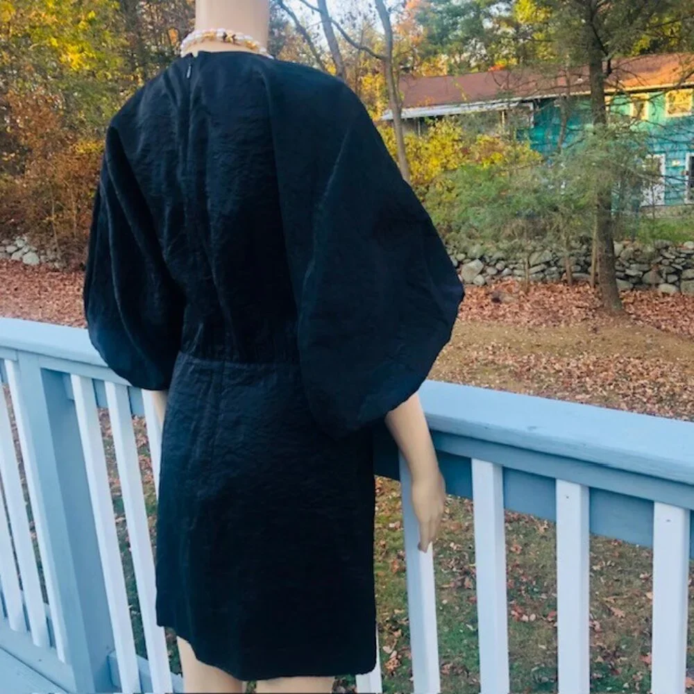 STOCKHOLM ATELIER & OTHER STORIES Black Mini Dress Balloon Sleeve NEW W TAG Sz 4 - Picture 3 of 6